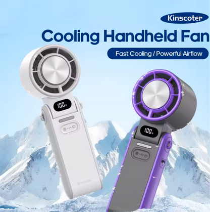 KINSCOTER faltbarer tragbarer Handventilator für den Außenbereich, Mini-Kühlung, wiederaufladbar, 3600 mAh, 100 Stufen, freie Steuerung, Hochgeschwindigkeits-Turboventilator