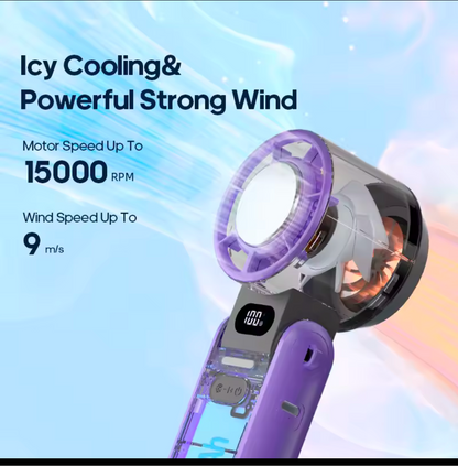 KINSCOTER faltbarer tragbarer Handventilator für den Außenbereich, Mini-Kühlung, wiederaufladbar, 3600 mAh, 100 Stufen, freie Steuerung, Hochgeschwindigkeits-Turboventilator
